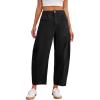imageCicy Bell Womens Baggy Barrel Horseshoe Pants Casual Wide Leg Mid Rise Cropped Pants with PocketsBlack