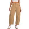 imageCicy Bell Womens Baggy Barrel Horseshoe Pants Casual Wide Leg Mid Rise Cropped Pants with PocketsKhaki