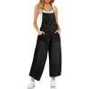imageCicy Bell Womens Baggy Denim Overalls Loose Fit Bib Adjustable Strap Capri Wide Leg Jean JumpsuitsBlack