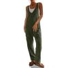 imageCicy Bell Womens Casual Corduroy Overalls Jumpsuits Ribbed Sleeveless V Neck Adjustable Straps Long Pants RompersArmy Green