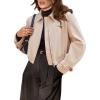 imageCicy Bell Womens Cropped Tweed Blazer Fall Casual Dressy Zip Up Work Office Jacket OuterwearBeige