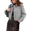 imageCicy Bell Womens Cropped Tweed Blazer Fall Casual Dressy Zip Up Work Office Jacket OuterwearGrey