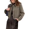 imageCicy Bell Womens Cropped Tweed Blazer Fall Casual Dressy Zip Up Work Office Jacket OuterwearKhaki