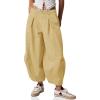 imageCicy Bell Womens Harem Pants Casual Baggy Elastic Waist Wide Leg Beach Pants with PocketsKhaki
