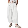 imageCicy Bell Womens Harem Pants Casual Baggy Elastic Waist Wide Leg Beach Pants with PocketsWhite