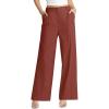 imageCicy Bell Womens High Waisted Wide Leg Pants Work Office Dress Slacks with Pockets Casual Elastic Waist TrousersCaramel Colour