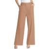 imageCicy Bell Womens High Waisted Wide Leg Pants Work Office Dress Slacks with Pockets Casual Elastic Waist TrousersLight Brown