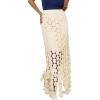 imageCicy Bell Womens Hollow Out Maxi Skirts Summer High Waisted Boho Fringe Hem Long SkirtApricot