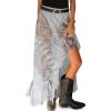 imageCicy Bell Womens Lace Maxi Skirt Summer High Low Asymmetrical Sheer Y2K Sexy Beach Coverup Long SkirtsGery