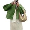 imageCicy Bell Womens Lightweight Quilted Jacket Fall Casual Collarless Puffer Coats Long Sleeve Button Down OuterwearArmy Green