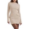 imageCicy Bell Womens Long Sleeve Bodycon Dress Mock Neck Slim Fit Party Cocktail Fall Mini Blazer DressesApricot