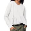imageCicy Bell Womens Long Sleeve TShirts Pleated Crew Neck Peplum Dressy Casual Fall Tee TopsWhite