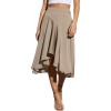 imageCicy Bell Womens Midi Skirts Flowy High Waisted Asymmetrical High Low Ruffle Swing SkirtsKhaki