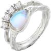 imageCicy Bell Womens Platinum Plated Moonstone Cubic Zirconia Delicate Eternity Cut Teardrop Texture Rings for Gifts Size 69White Gold