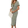 imageCicy Bell Womens Short Sleeve Midi Dress Crochet Knit Hollow Out Striped Rickrack Summer Sweater DressesArmy Green