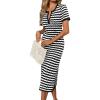imageCicy Bell Womens Short Sleeve Midi Dress Crochet Knit Hollow Out Striped Rickrack Summer Sweater DressesBlack