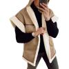 imageCicy Bell Womens Suede Sherpa Vest Faux Fur Shearling Jacket Oversized Cap Sleeve Button Down Winter CoatsKhaki