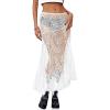 imageCicy Bell Womens Summer Lace Maxi Skirt Elastic Waist SeeThrough Asymmetric Hem Beach Cover Up Long SkirtWhite