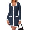 imageCicy Bell Womens Sweater Mini Dress Long Sleeve Knitted Bodycon Elegant Business Formal DressesNavy