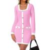 imageCicy Bell Womens Sweater Mini Dress Long Sleeve Knitted Bodycon Elegant Business Formal DressesPink
