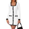 imageCicy Bell Womens Sweater Mini Dress Long Sleeve Knitted Bodycon Elegant Business Formal DressesWhite