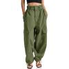 imageCicy Bell Womens Wide Leg Cargo Pants Baggy Smocked Waist Fashion Pants with PocketsArmy Green