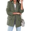 imageCicy Bell Womens Woolen Blazer Jackets Casual Long Sleeve Notch Lapel Open Front Work Office BlazersArmy Green