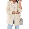 imageCicy Bell Womens Woolen Blazer Jackets Casual Long Sleeve Notch Lapel Open Front Work Office BlazersBeige