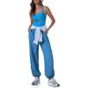 imageCicy Bell Womens Workout Athletic Jumpsuits Activewear Yoga Running Cross Back Long Pants Romper with PocketsBlue