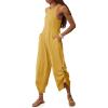 imageCicy Bell Womens Workout Casual Jumpsuits Sleeveless Zip Up Back Wide Leg Long Pants Romper with PocketsYellow