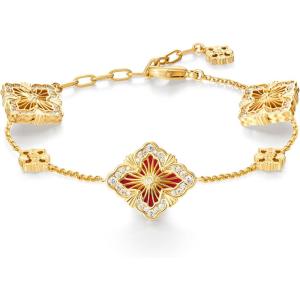 imageCicy Bell 18k Gold Plated Clover Bracelet for Women Lucky Four Leaf Shell Bracelets Trendy Birthday Jewelry GiftsRed