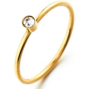 imageCicy Bell Birthstone Rings for Women 18k Gold Steel Dainty Lucky Stackable Birthday Gifts Rings04AprilWhite