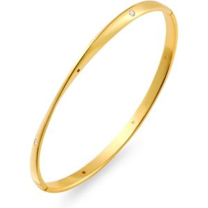 imageCicy Bell Mobius Bangle Bracelets for Women Trendy 18k Gold Plated Cubic Zirconia Minimalist Stackable Bracelets Jewelry GiftsGold