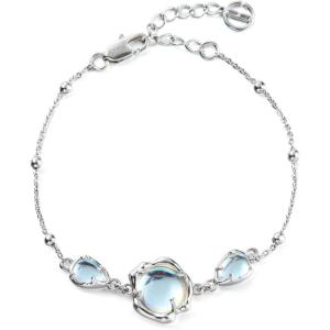 imageCicy Bell Platinum Plated Link Bracelet Synthetic Moonstone Adjustable Cable Chain Station Bracelets 59quot 19quot Extenderwhite gold1