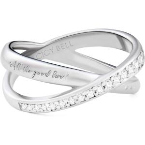imageCicy Bell Platinum Plated X Rings for Women Trendy Cubic Zirconia Criss Cross Statement Ring Birthday Valentines Day Jewelry GiftsWhite Gold