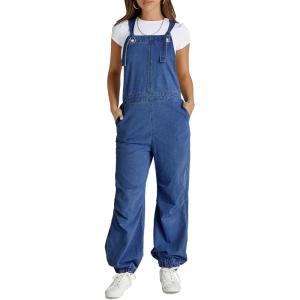 imageCicy Bell Womens Baggy Denim Overalls Loose Fit Lantern Jogger Leg Jean Jumpsuit with PocketsBlue