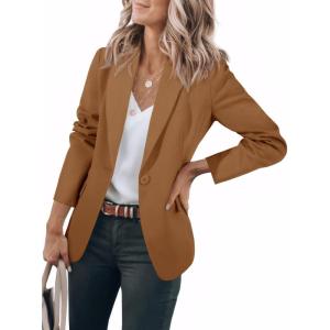 imageCicy Bell Womens Casual Blazers Open Front Long Sleeve Work Office Suit Jackets BlazerBrown
