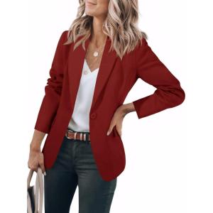 imageCicy Bell Womens Casual Blazers Open Front Long Sleeve Work Office Suit Jackets BlazerBurgundy