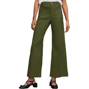 imageCicy Bell Womens Cotton Pants Wide Leg High Waisted Casual Pants Front PocketsArmy Green