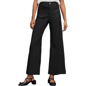 imageCicy Bell Womens Cotton Pants Wide Leg High Waisted Casual Pants Front PocketsBlack