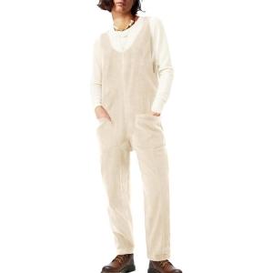imageCicy Bell Womens Fleece Overalls Jumpsuits Loose Fit V Neck Sleeveless Jumpsuit Sherpa Fuzzy Fall OutfitsBeige