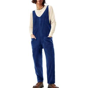 imageCicy Bell Womens Fleece Overalls Jumpsuits Loose Fit V Neck Sleeveless Jumpsuit Sherpa Fuzzy Fall OutfitsNavy