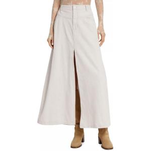 imageCicy Bell Womens High Waisted Corduroy Maxi Skirts Split Aline Casual Fall Long SkirtBeige