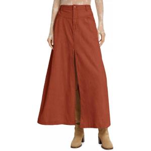 imageCicy Bell Womens High Waisted Corduroy Maxi Skirts Split Aline Casual Fall Long SkirtOrange