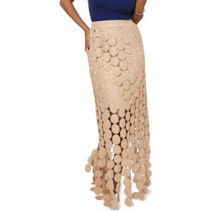 imageCicy Bell Womens Hollow Out Maxi Skirts Summer High Waisted Boho Fringe Hem Long SkirtKhaki