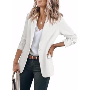 imageCicy Bell Womens Long Sleeve Blazers Open Front Business Casual Knit Stretchy Lightweight Suit JacketsWhite