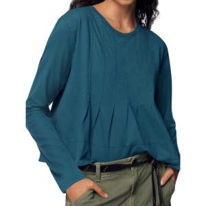 imageCicy Bell Womens Long Sleeve TShirts Pleated Crew Neck Peplum Dressy Casual Fall Tee TopsBlue