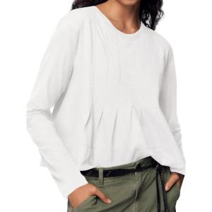 imageCicy Bell Womens Long Sleeve TShirts Pleated Crew Neck Peplum Dressy Casual Fall Tee TopsWhite