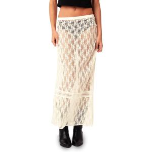 imageCicy Bell Womens Sheer Lace Maxi Skirt Summer Beach Coverups Casual Streetwear Long Y2K SkirtsBeige