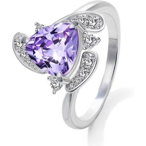 imageCicy Bell Womens Silver Plated Triangles Purple Cubic Zirconia Romantic Stackable Statement Rings for GiftsSilver